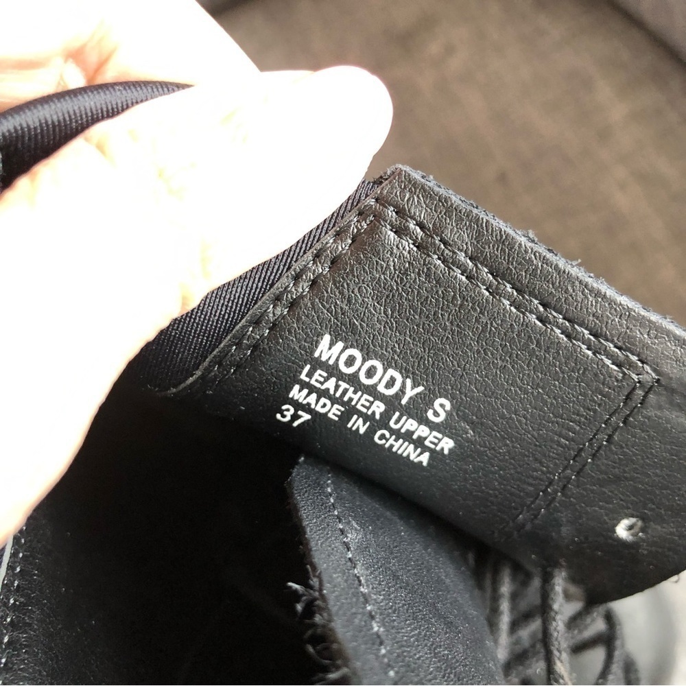 NWOT ASH Moody black leather lace up rear zipper chunky lug sole ankle boots 8 - Picture 10 of 15